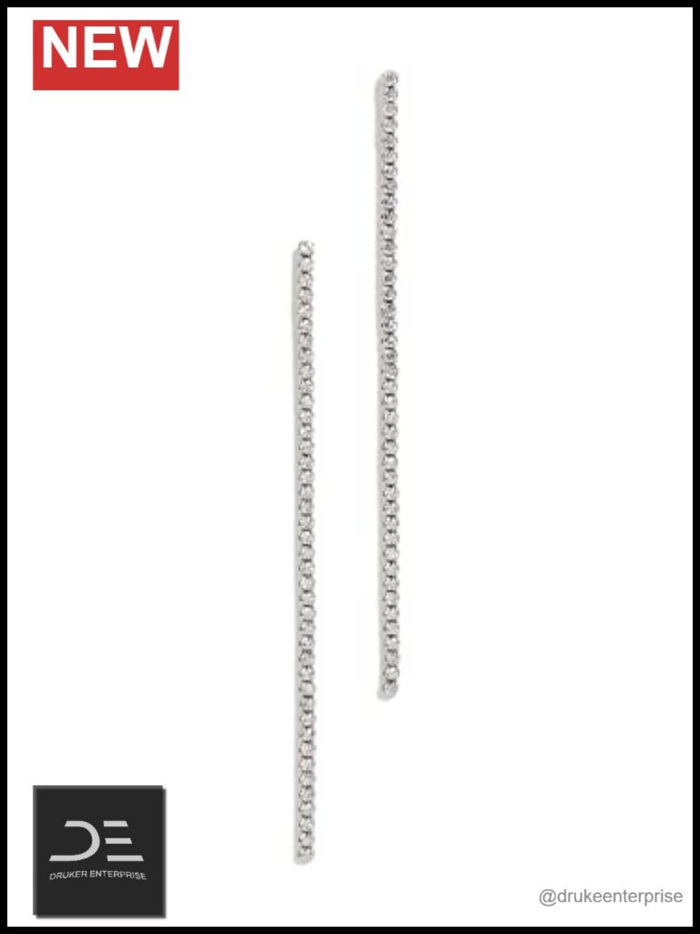 Cubic Zirconia Tennis Drop Earrings - Delicate Chain Post Closure